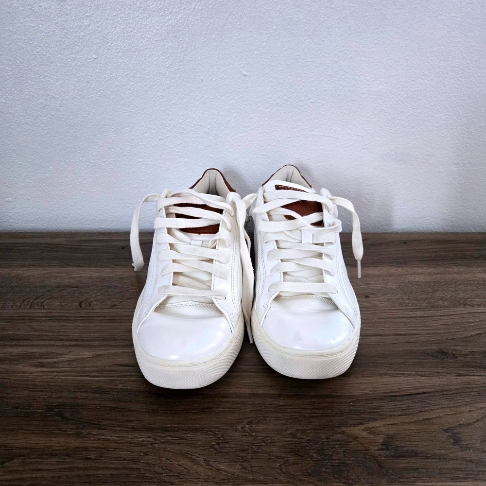 Steve Madden Finneas Mens White Low Top Sneaker Brown Heel Tab Size 9 Madden NYC - Picture 2 of 11